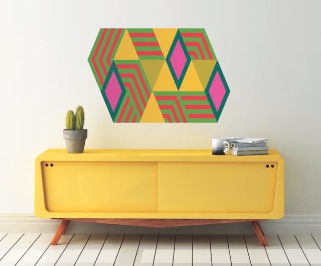Large scale geometric art for the floor, wall and ceiling