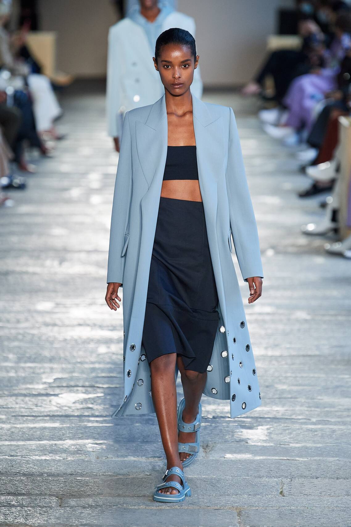 Gorgeous Floral print, eyelets and Irina Shayk among models at the Boss Spring 2021 show.