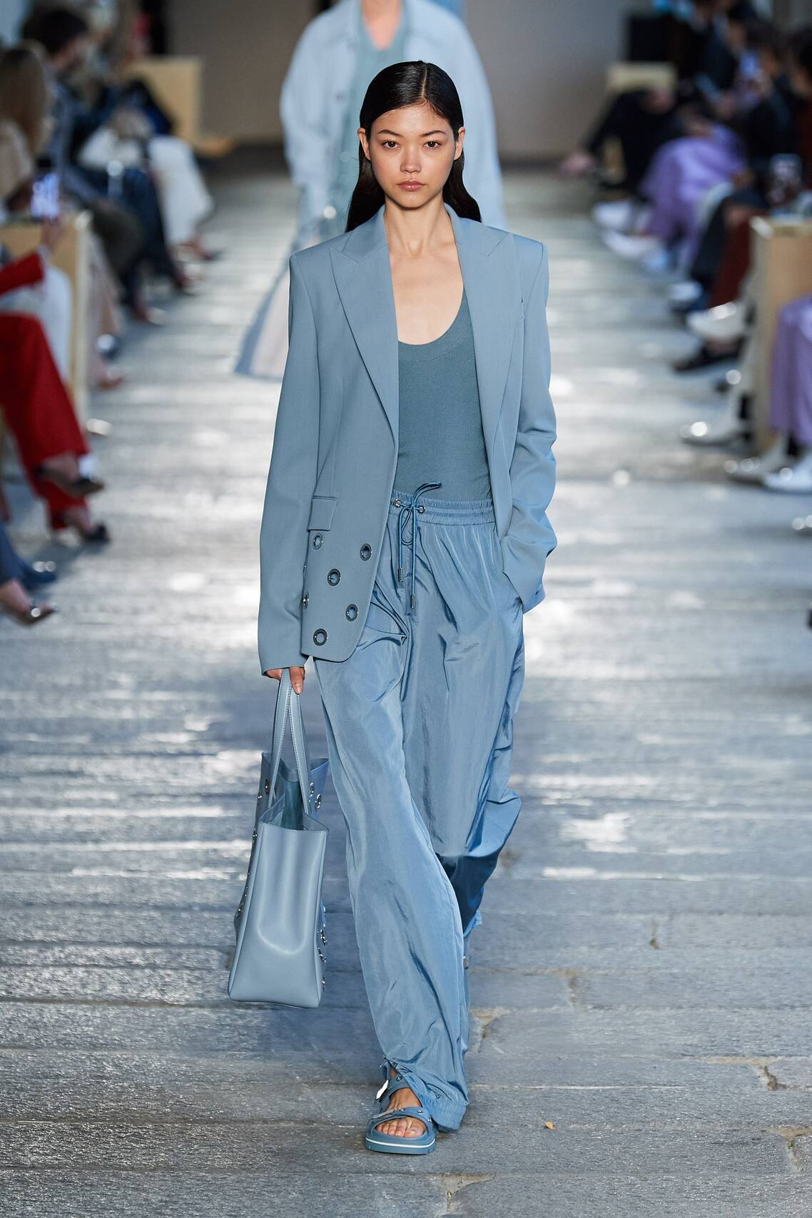 Gorgeous Floral print, eyelets and Irina Shayk among models at the Boss Spring 2021 show.