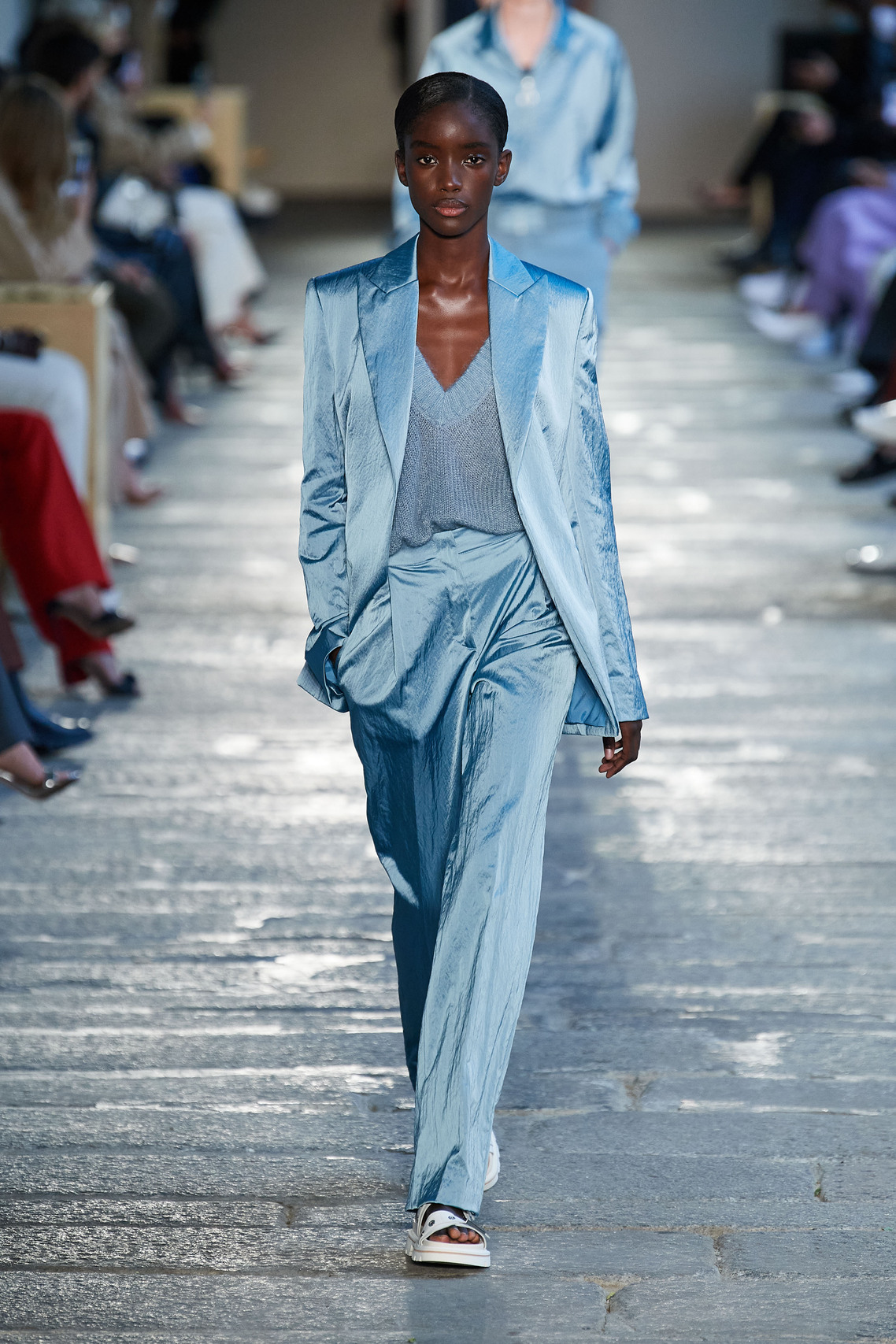 Gorgeous Floral print, eyelets and Irina Shayk among models at the Boss Spring 2021 show.