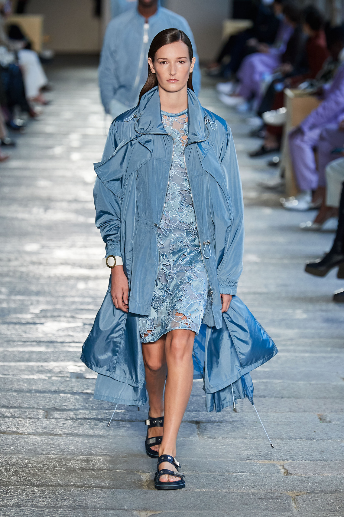 Gorgeous Floral print, eyelets and Irina Shayk among models at the Boss Spring 2021 show.