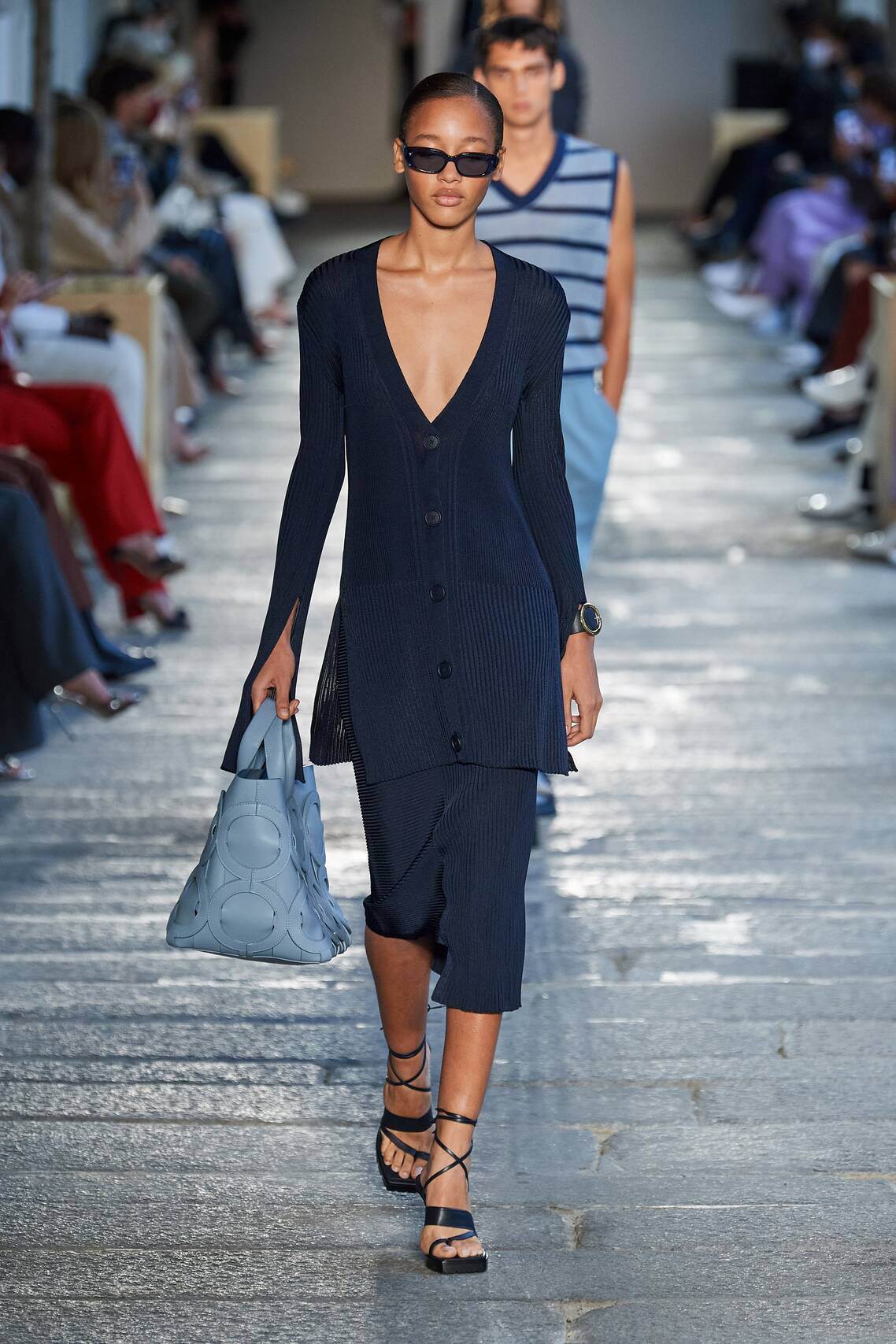 Gorgeous Floral print, eyelets and Irina Shayk among models at the Boss Spring 2021 show.
