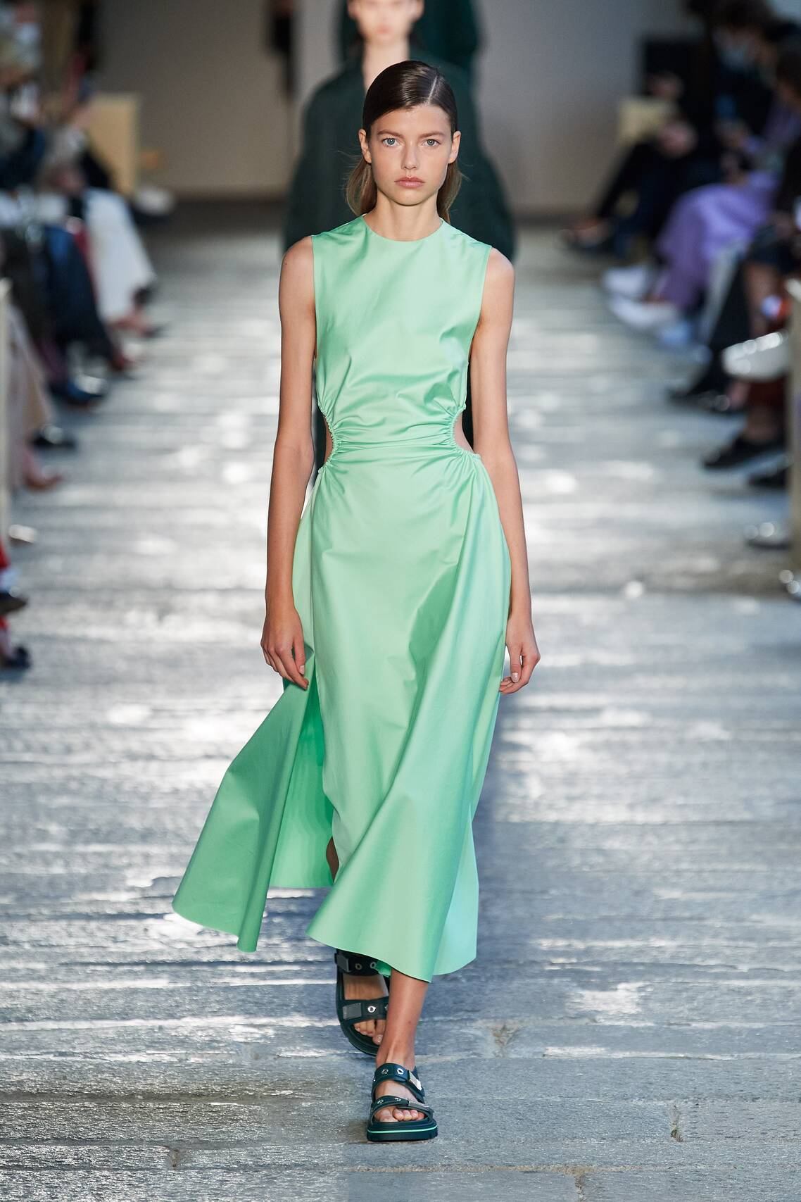 Gorgeous Floral print, eyelets and Irina Shayk among models at the Boss Spring 2021 show.