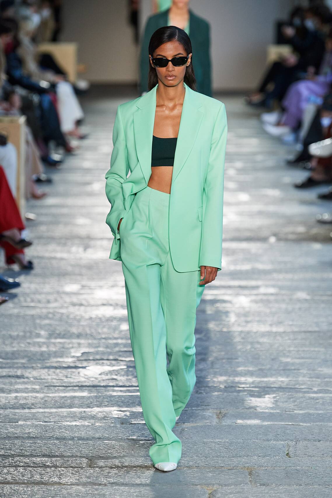 Gorgeous Floral print, eyelets and Irina Shayk among models at the Boss Spring 2021 show.