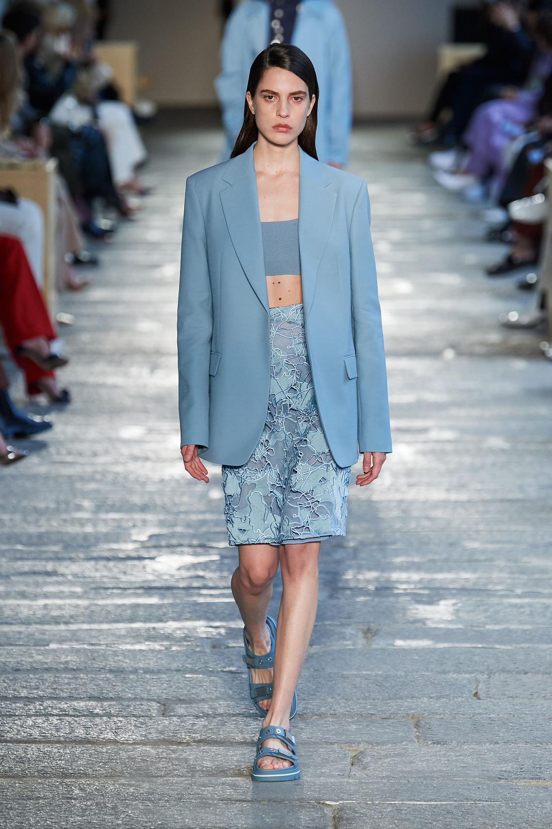 Gorgeous Floral print, eyelets and Irina Shayk among models at the Boss Spring 2021 show.