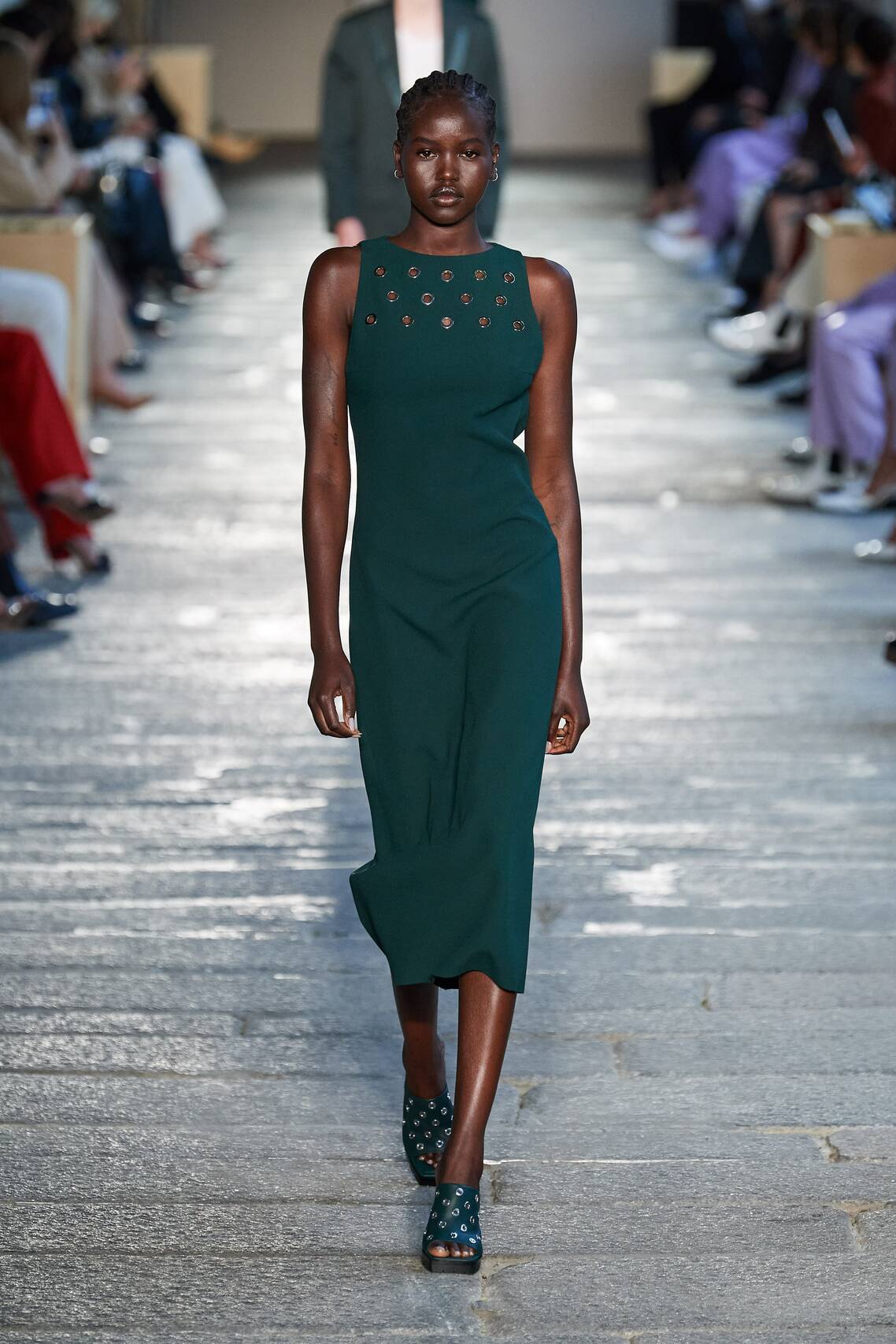 Gorgeous Floral print, eyelets and Irina Shayk among models at the Boss Spring 2021 show.