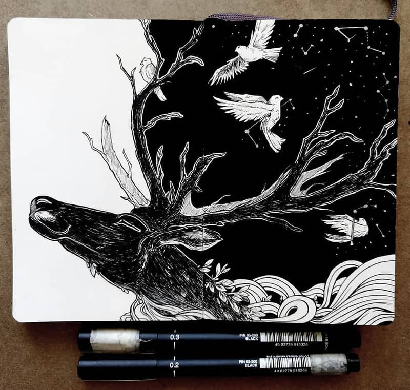 Magical Animal Illustrations Mixed With The Night Sky