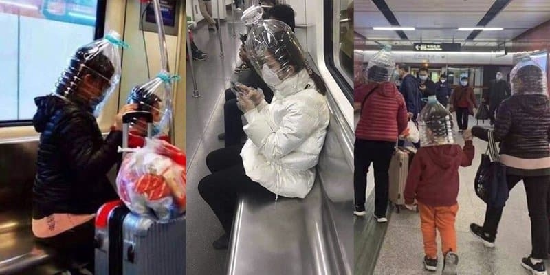 Orange Mask And Bottles. Unusual Methods Of Chinese Inhabitants Struggle With Coronavirus!