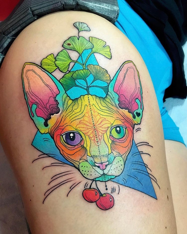 Tattoo Artist Creates Vibrant Animal Tattoos That Pop with Psychedelic Colors